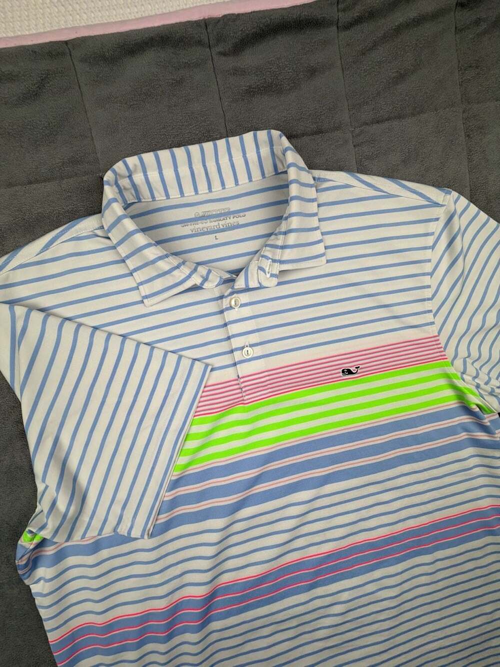 Vineyard Vines On-The-Go Sankaty Polo Size L Multi-Color Striped